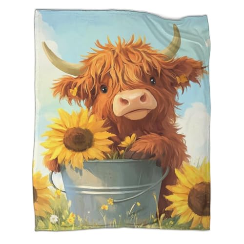 Couverture Highland Cattle en microfibre 180x200 cm pour lit - 2