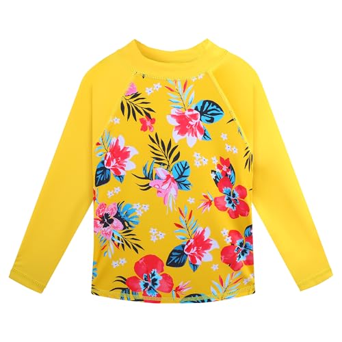 Image of BAOHULU Girls Rash Guard Swimsuit 2 Pieces Long Sleeve Bathing Suit UPF 50+ Quick Dry Beach Swimwear Size 3-14 Years