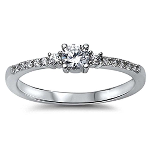 Oxford Diamond Co Round Solitaire Cubic Zirconia Engagement Fashion .925 Sterling Silver Ring Sizes 5-10 (5)