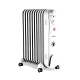 Schallen Portable Electric Slim Oil Filled Radiator Heater with Adjustable Temperature Thermostat, 3 Heat Settings & Safety Cut Off (2500W | 11 Fin)