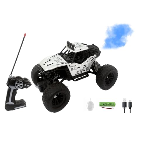 Image of Rock Crawler RC Car, 4 Functions, Rechargeable Remote Control Climbing Car with Fog Effect for Kids-Silver