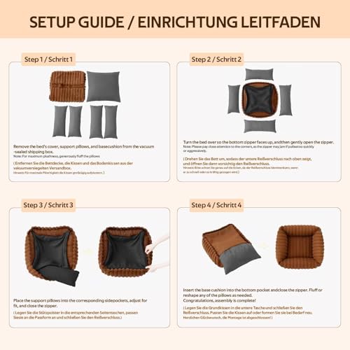 CareCooo Hundebett Kleine Hunde & Katzen Waschbar - Flauschiges Hundekörbchen mit Abnehmbarem Bezug - Rutschfestes Hundekissen & Welpenbett, Weiches Kunstfell, Rechteckig, Weiß, Größe S (50x48x15cm)
