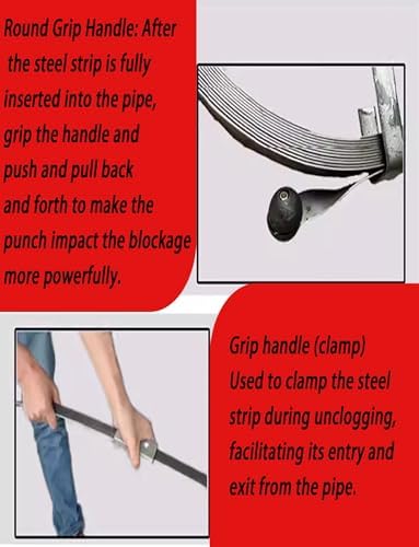 2.5mm Thick Drain Auger, Household Manual Plumbing Tool for Unclogging Kitchen, Bathroom, Shower Drains (2500x4cm / 98.5x1.6in)