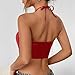 Women's Patent Leather Halter Top Backless Bustier Top Sexy Going Out Crop Tank Halter Neck Fashion Party Clubwear Red Large