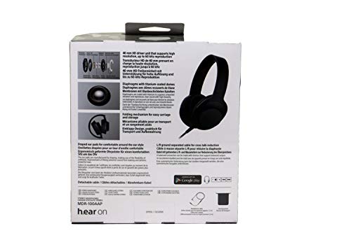 Sony MDR-100AAP h.Ear on - Auriculares con Sonido de Alta resolución Hi-Res Audio y Manos Libres con Control Remoto, Negro