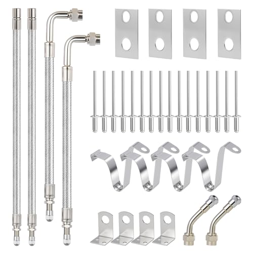 Dually Valve Stem Extenders Kit, Double Tires Air Inflation Kit Stainless Steel...