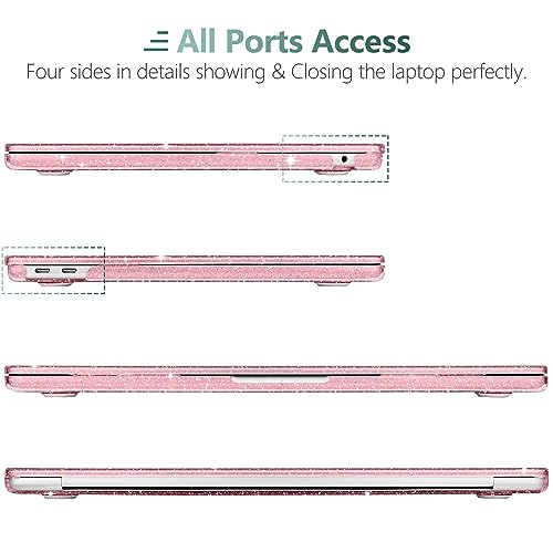 TWOLSKOO for MacBook Air 13.3 inch Case 2021-2018 M1 A2337 A2179 A1932 with Retina Display, Plastic Hard Shell Case with Keyboard Cover & Type C Adapter 2 Pack & Camera Cover, Glitter Pink by TWOLSKOO - Used condition - Image 8