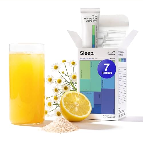 Sleep Aid Powder - Calming Drink for Deep Sleep with Liposomal Saffron Magnesium & PharmaGABA Melatonin-Free Natural Supplement to Reduce Stress and Improve Sleep Quality Chamomile Lemonade 7 Sticks