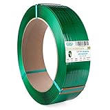 IDL Packaging 5/8' x .035' x 4000' Polyester (PET) Strapping Roll of 16' x 6' Core Size, 1400 lbs Break Strength, Green - UV, Water, and Rust Resistance - Affordable and Lightweight Poly Strapping
