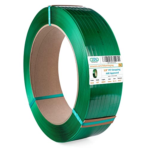 idl packaging 5834 x 03534 x 400039 polyester pet strapping roll of 1634 x 634 core size 1400 lbs break strength green - uv water and rust resistance - affordable and lightweight poly strapping
