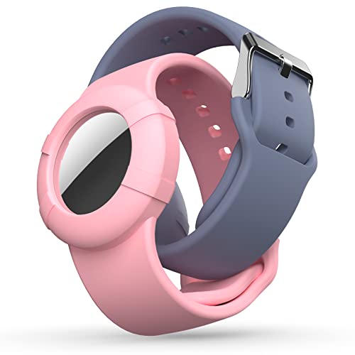 Air tag Wristband Kids(2 Pack) - Soft Silicone Air tag holder for Kids - Lightweight GPS Tracker Holder Compatible with Apple Ai