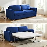 Mjkone 77' W Queen Size Pull Out Sofa Bed, 2-in-1 Convertible Velvet Loveseat Sleeper Sofas Couch with Pull Out Couch Bed, Folding Sofa Sleepers with Mattress for Living Room Apartment, Royal Blue