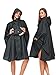 SaphiRose Unisex Rain Poncho Hooded Waterproof Raincoat for Adults Women (Black)