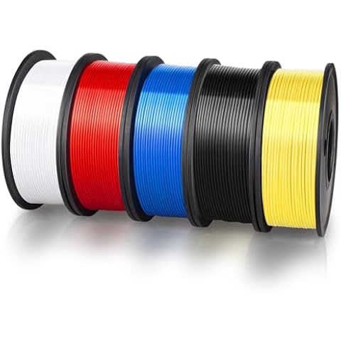 PLA 3D Printer Filament Bundle, 1.75mm 3D Printer Filament, Acurracy +/- 0.02mm, 250gX5 Spools, 1.25 Kg in Total, 5 Colors 3D Printer Filament Pack, No Clogging&Bubble, Fit for 3D Pen and FDM Printer Cover