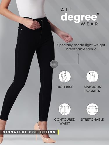 Image of Dolce Crudo Women's Black Skinny Fit High Rise Clean Look Regular Length Clean Look Stretchable Denim Jeans(DOAW18DEN02-79-62-26,Black,26)