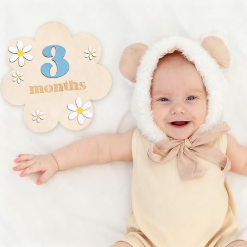 Image of TecoKart Baby Monthly Milestone Cards for New Born Photoshoot | Blue Baby Monthly Photoshoot Props for Milestone Memories
