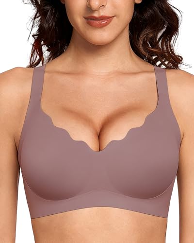 Image of Gailife Scalloped Lift Bras Women Soft Jelly Push Up Wireless Bra Supportive V Neck No Underwire Seamless Tshirt Bralettes