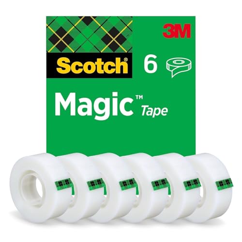 Scotch Ruban Magic - 6 Rouleaux, 19 mm x 33 m - Ruban Adhésif à Usage Général pour la Réparation, l'Etiquetage et la Fermeture de Documents