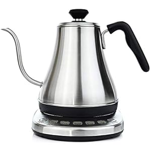 Gooseneck Electric Kettle with Temperature Control & Presets – 1L, Stainless Steel – Tea & Pour Over Coffee Kettle