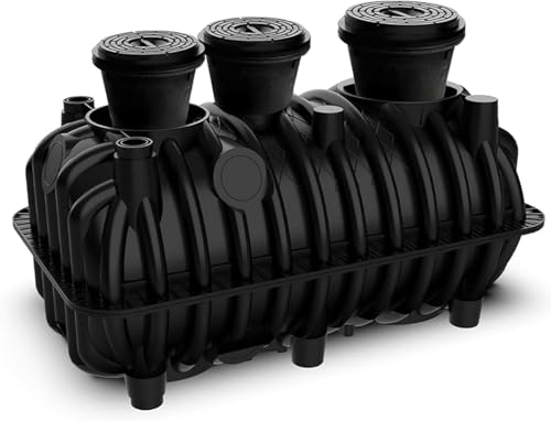 264gal Underground Septic Tank Kit 68.5x38.8x36.3 Plastic Septic Tank System Rectangle Anti Corrosion PP Septic System with Riser and Manhole Covers for 3-5 Persons
