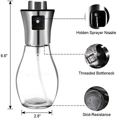 Image of ZURATO Oil Sprayer for Cooking, Oil Spray Bottle, Stainless SteelOil Dispenser Glass Bottle for Cooking, Baking, Roasting, Grilling, Salad, Frying (1)