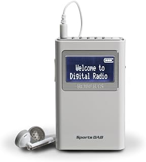 Roberts Radio Sports DAB5 Portable DAB Radio DAB/DAB+ and FM with 10 Station Presets – Pocket-sized Personal Radio including headphones - White