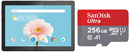 Image of Lenovo Tab M10 HD (2GB, 32GB, Wi-Fi + 4G LTE, Volte Calling, Slate Black) + SanDisk 256GB Class 10 MicroSD Card with Adapter