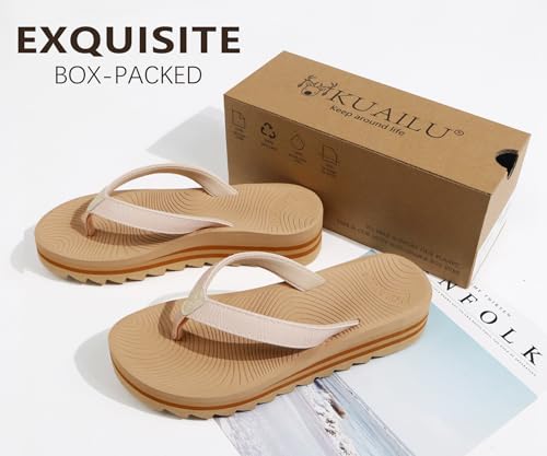 Image of KuaiLu Women's Arch Support Platform Flip Flop Sandals