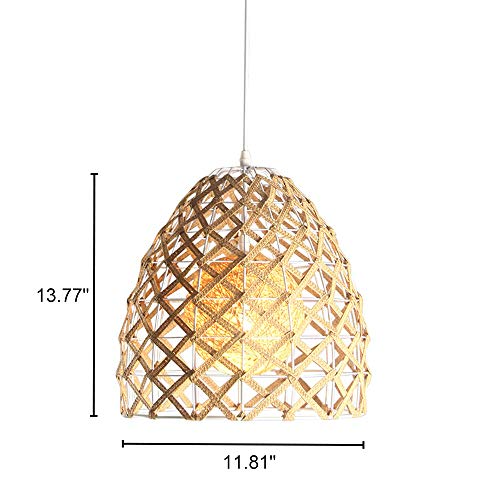 Kwoking Lighting Modern Weave Wicker Hanging Lamp Dome Pendant Light Natural Hemp Ball Rattan Chandelier Light Fixture For Hallway Dining Room - Style C #TOP1