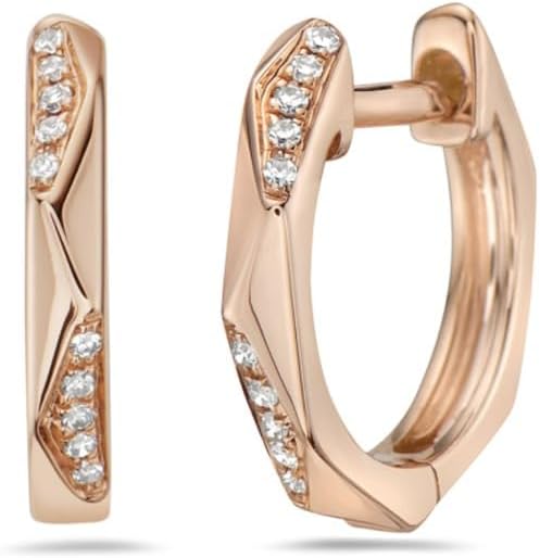 ANGEL SALES 1.05Ct Round Cut Diamond Clip On Huggie Hoop Earrings 14k Rose Gold Finish 925 Sterling Silver