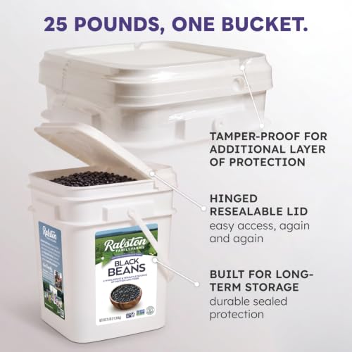 Image of Ralston Family Farms Regenerative Black Beans 25 lb Bucket, Bulk Dried Black Beans for Long Term Food Storage, Gluten Free, High Protein and Fiber