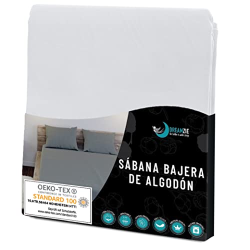 Sábanas Ajustables de algodón Blanco - para colchón 135 x 190 x 22 cm - Certificado Libre de Productos químicos (Oeko Tex), Sábanas Ajustables con elástico Complete Cover