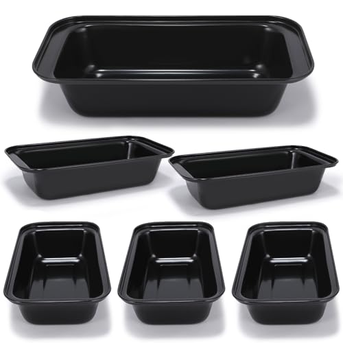 Yoehka 6 Pack Bread Pan Set, Non-Stick 8×4 Loaf Pans for Baking Homemade Bread, Sourdough, Brownies, Cake, Carbon Steel, Rectangle Baking Pans (Black)