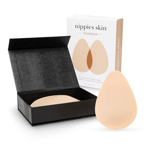 Nippies Teardrop Nipple Covers for Women - Sticky Silicone Pasties with Gentle Lift, Travel Case - Invisible & Skin-Safe