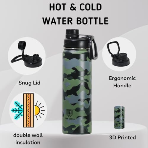 Image of Insulated thermosteel Water Bottle for Gym, Office, College, School (Army)