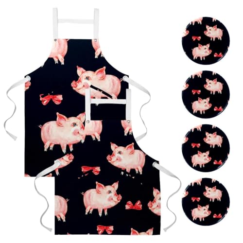 Tablier de cuisine bistrot noir et broches pour restaurant et nettoyage