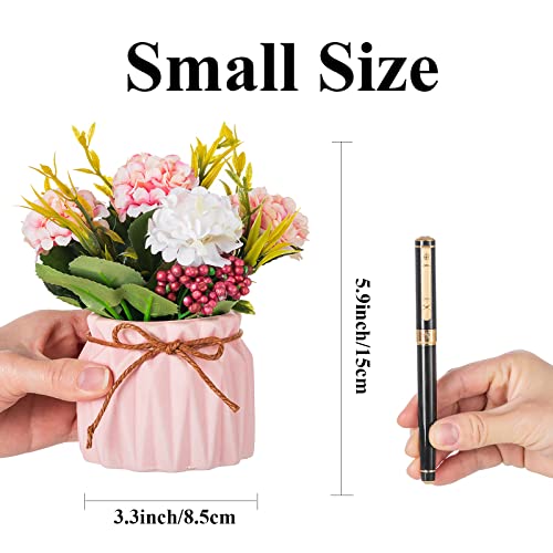 Blosmon Small Artificial Flowers In Vase 4 Pcs Fake Flowers Centerpieces For Dinning Table Floral Arrangements With Vases Bathroom Accessories Office Desk Decor Silk Plant Hydrangea Bouquet #TOP3