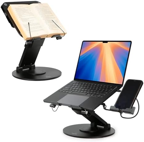 3 in 1 Laptop Stand for Desk, Book Stand & Phone Holder, Sky Blac...