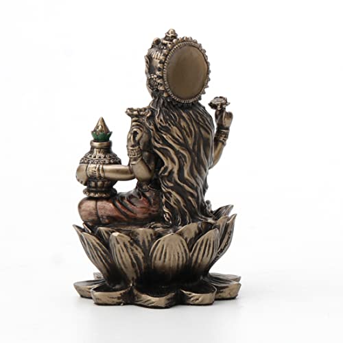 Estatua Lakshmi en loto acabado bronce pintado 3 3/8" miniatura 7