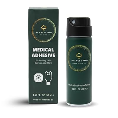 Ten Aces Medical Adhesive Spray | 50 mL 1.7 oz | Medical-Grade Silicone Adhesive for Ostomy, Catheters, Bandages & Prosthetics with 360 Spray Nozzle | Liquid-Resistant, Secure Hold
