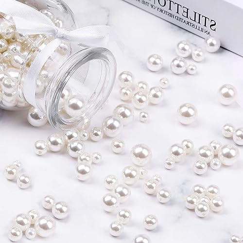 FIHODONE 2300PCS Pearl Beads,4/6/8/10mm White Beads Jewellery Making - Image 3