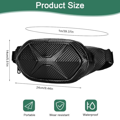Image of STHIRA Waterproof Bag For Men Carbon Fiber Texture Crossbody Chest Pack Unisex Motorcycle Bag Travel Pouch For Phone & Essentials Casual Storage Riding pouch With Adjustable Strap Gifts For Bikers
