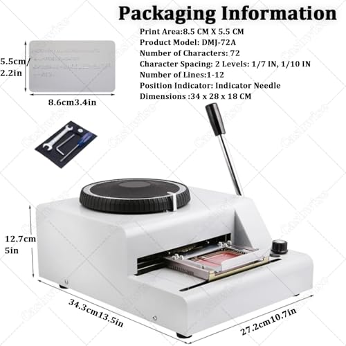 Máquina de estampado manual de metal con 72 caracteres y 30 etiquetas de aluminio incluidas 7