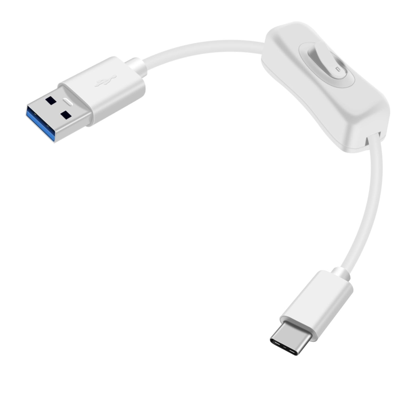 YINGAYOU USB C to USB Cable with Switch Type C Charging Cable with Switch Supports 5Gbps Data and Power Supply, for Laptops, PC, Phone, Car (White,