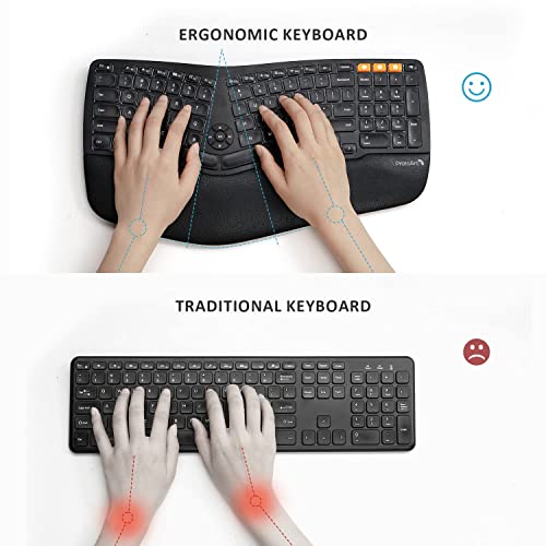 Protoarc Backlit Wireless Ergonomic Keyboard, Ek01 Bluetooth Ergo Split Keyboard With Wrist Rest, Natural Typing, Multi-Device, Rechargeable, Windows/Mac/Android #TOP6