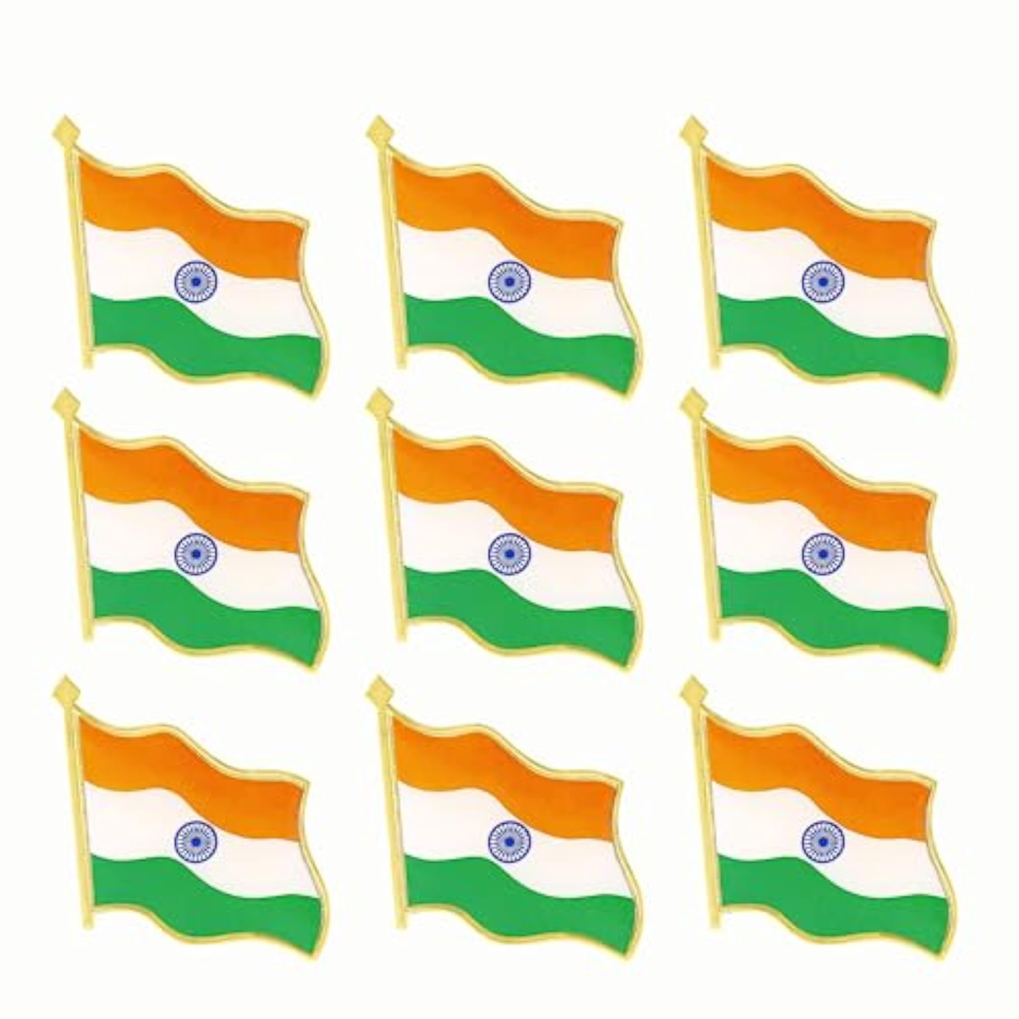 Gold-Plated Indian National Flag Brooch for Independence Day