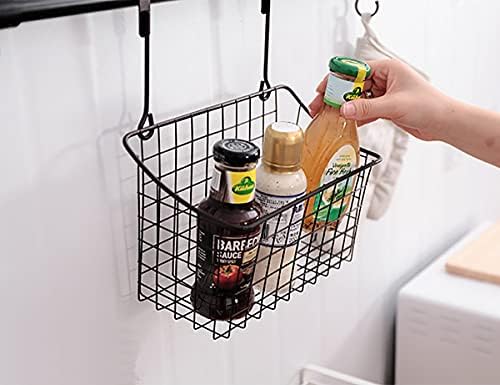 WUWEOT 2 Pack Grid Storage Baskets with Hooks, Over Cabinet Door Organizer, Wire Basket Hanging Storage Organizer Steel Wire Sink Organization for Kitchen & Bathroom, Holds Shampoo, Body Wash, Bronze