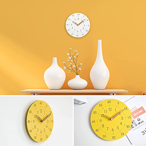 IFEND 壁掛け時計 子供 置き時計 知育時計 静音 連続秒針 大文字 アラビア数字 非電波 直径約30cm 掛け時計 おしゃれ 電池１本付き 自宅 寝室 子供用 生徒用 (ホワイト) [5]