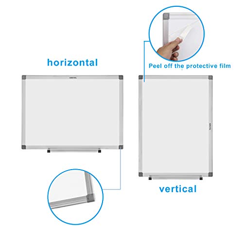 Dry Erase Board 18x24 Inches Magnetic Whiteboard with 3 Dry Erase Markers, 1 Dry Eraser, 10 Magnets , Sliver Aluminum Frame White Board for Office/School/Home