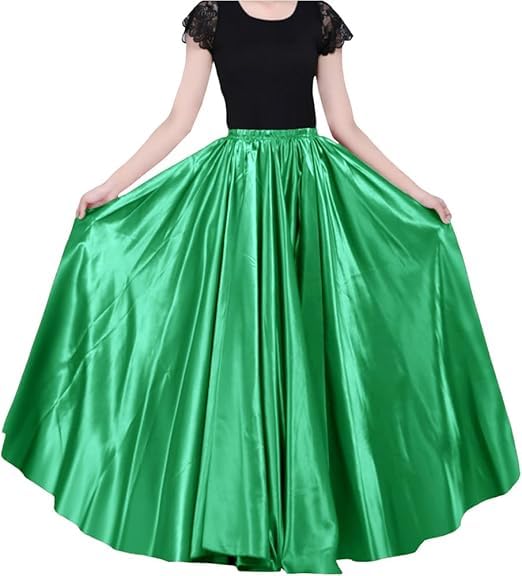 Image of Radhika 'n' Dhaanya creation Women's Silk Fabric Double Umbrella Lehenga Skirt Flare 8 to 9 mtrs. (in, Alpha, Free Size, Plus, Green, Umbrella Grace)